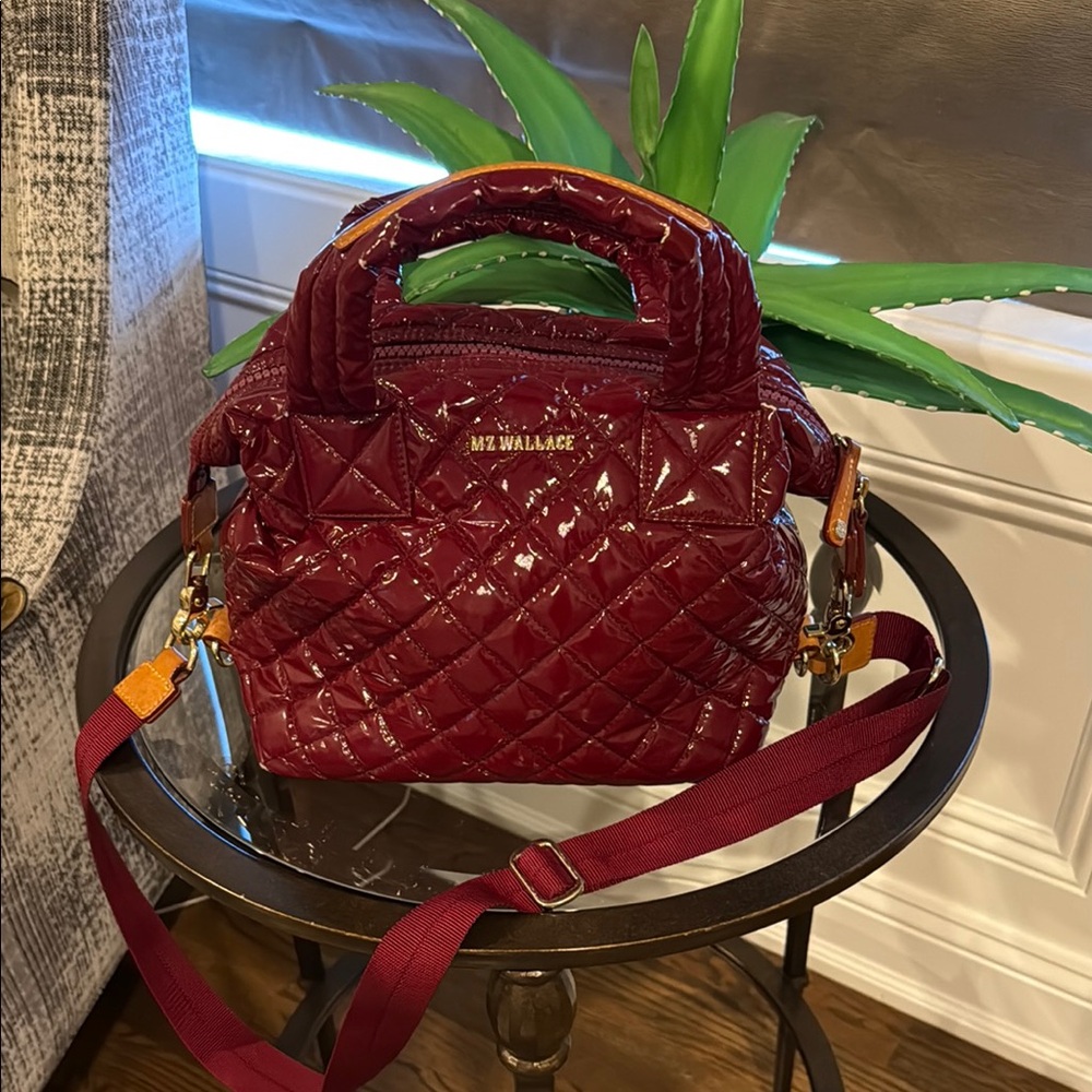 MZ Wallace Glossy Red Quilted Crossbody Bag